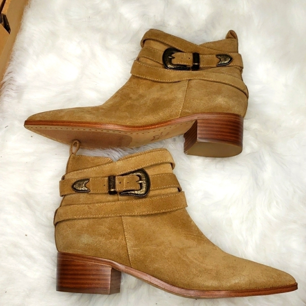 MARC FISHER LTD ML YANDI WOMENS LEATHER EMBELLISHED ANKLE BOOTS 8.5
